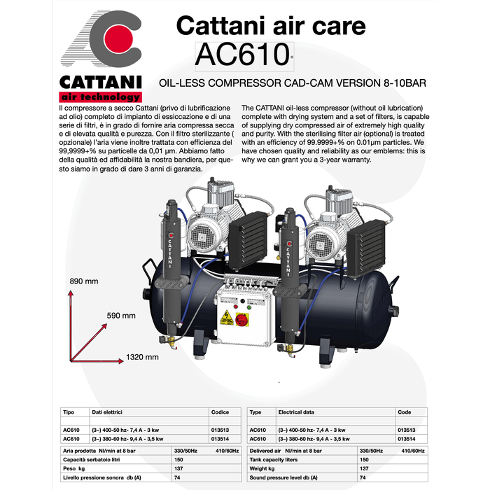 Cattani Compressors AC610 (With Dryers)
